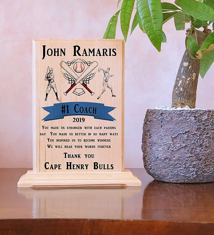 Personalized Baseball Coach Plaque